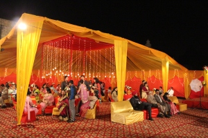 One of the big fancy tents at the posh wedding