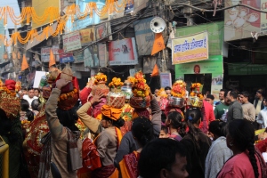 Caught in the middle of the Lohri festival parade in Old Delhi